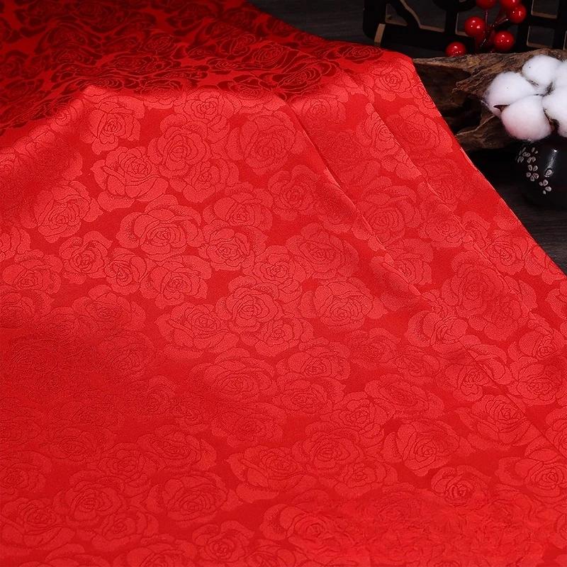 Широкая 150см Розовая жаккардовая ткань для рукоделия, платья ципао, пижамы, костюма, DIY шитья, мягкая микроэластичная ткань