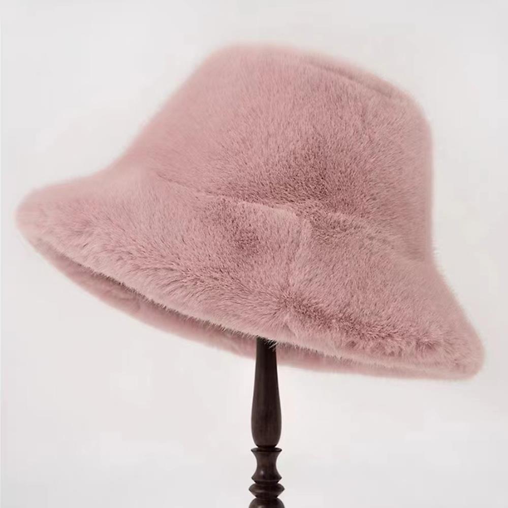 2020Fluffy Fur Fisherman Hat For Women Winter Plush Ear Protection Cap Windproof Warm Female Panama Caps Solid Fashion Bucket Hat