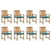 Day and Night - Day and Night Garden Chairs with Cushions 8 Units Solid Acacia Wood