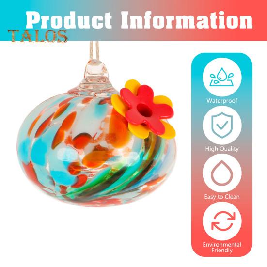 Кормушка для колибри из выдувного стекла ручной работы, подвесной металлический держатель для кашпо 2 в 1 с 6 маленькими кормушками для птиц из выдувного стекла для декора окон в саду и на заднем дворе