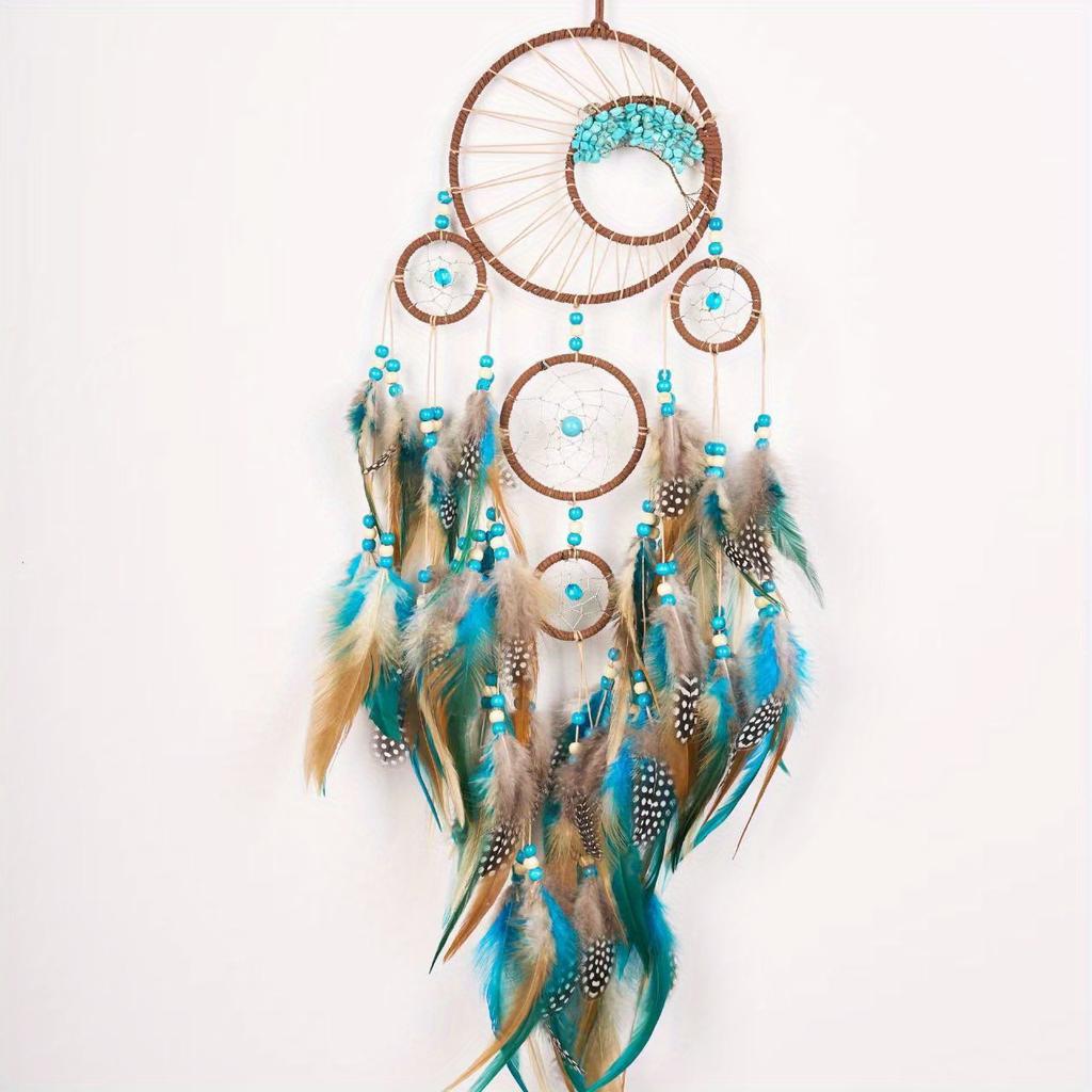 1Pc Turquoise Colored Feather Tree of Life Dream Catcher Ornaments for Wedding Home Decor Party Favors Gifts for Friends