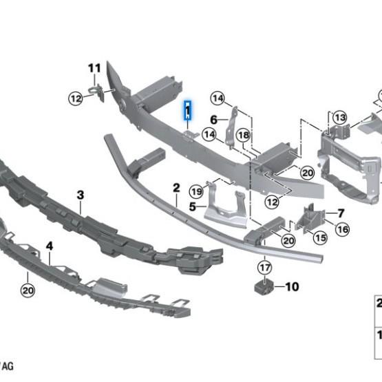 51119852844 BMW 7 Series G70 Front Bumper Reinforcement