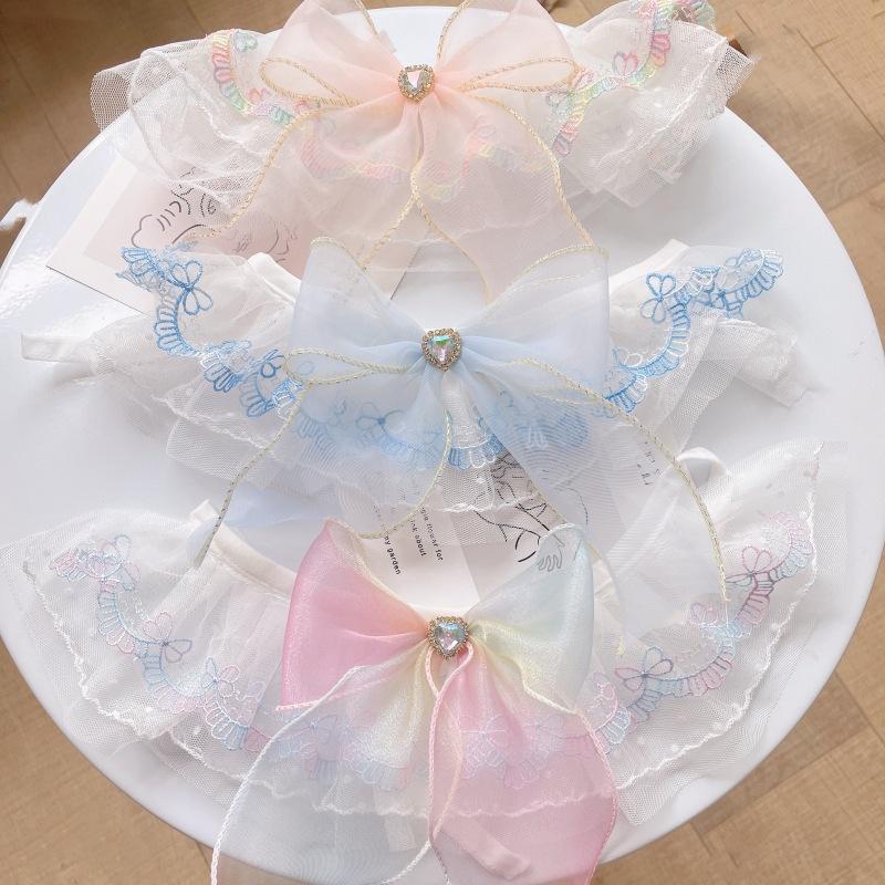 Fairy Lace Embroidered Pet Scarf Decor Neck Ring Saliva Towel For Cat Dog