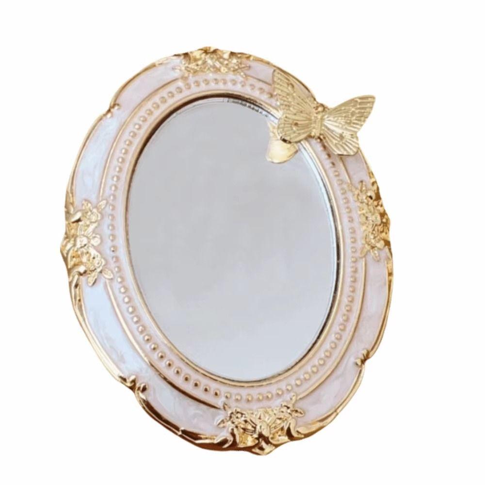 Romantic Antique Handheld Makeup Mirror Reliefs Portable Mirror Mini Retro Makeup Mirror Gift