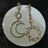 Women Stylish Sun Moon Asymmetric Earrings Simple Long Tassel Earrings
