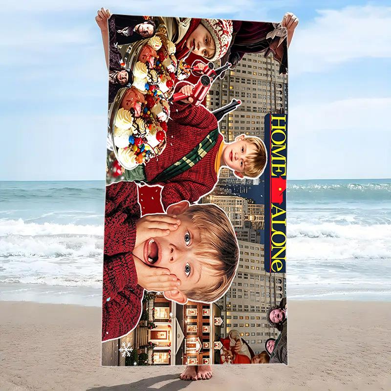 Home Alone Christmas Print Beach Towel, Large Soft Quick Dry Towel for Beach Camping Swimming