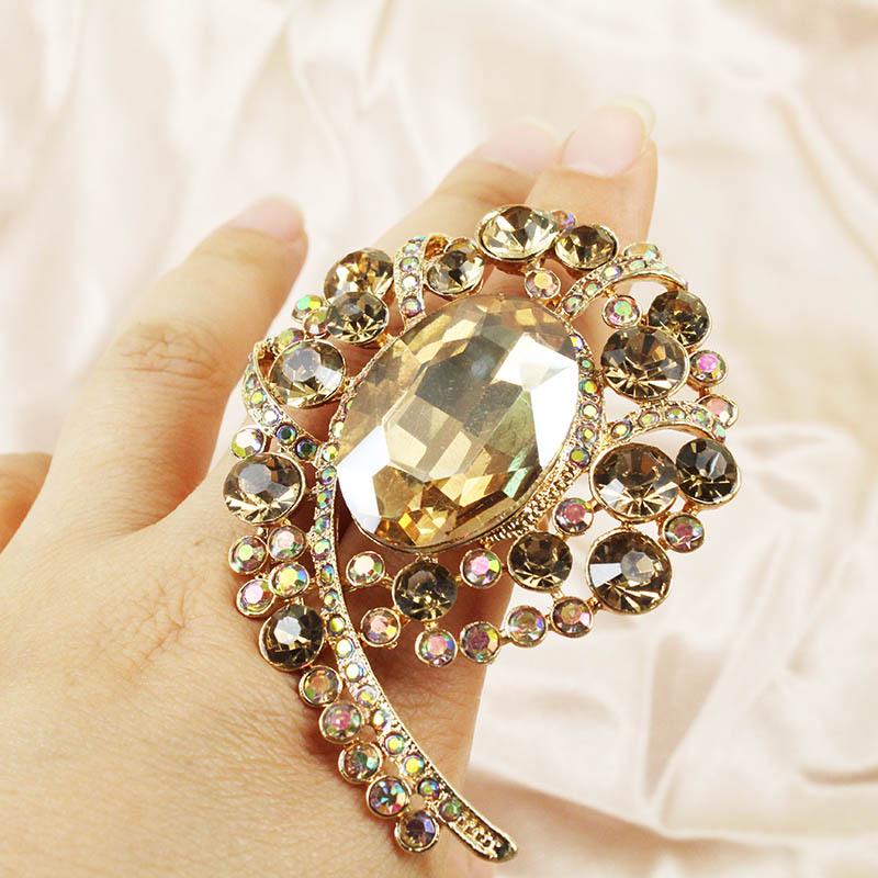 Европейское и американское ретро классическое кольцо со стразами - красочный, крупный и смелый модный аксессуар