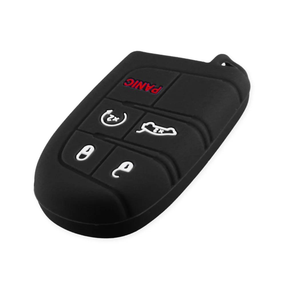 Силиконовый чехол для автомобильного ключа для Jeep Grand Cherokee Dodge JCUV Dart Journey Chrysler 300C Fiat 5-кнопочный пульт