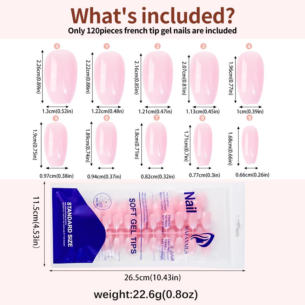 120pcs/bag Glossy Coffin Pink Ombre Press On Nails Medium Pink Gradient Fench Design False Nails Elegant Style Fake Nails Tips