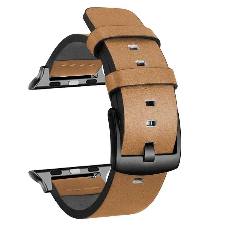 Кожаный ремешок для Apple Watch Ultra 2 49 мм, ремешок 9 8 7 45 мм 41 мм, высококачественный ремешок для IWatch Series 6 SE 5 4 44 мм 40 мм Correa