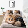 Комплект постельного белья с рисунком кота размера King Size из микрофибры с милым принтом животных для девочек-подростков и детей, комплект постельного белья с рисунком милой кошечки