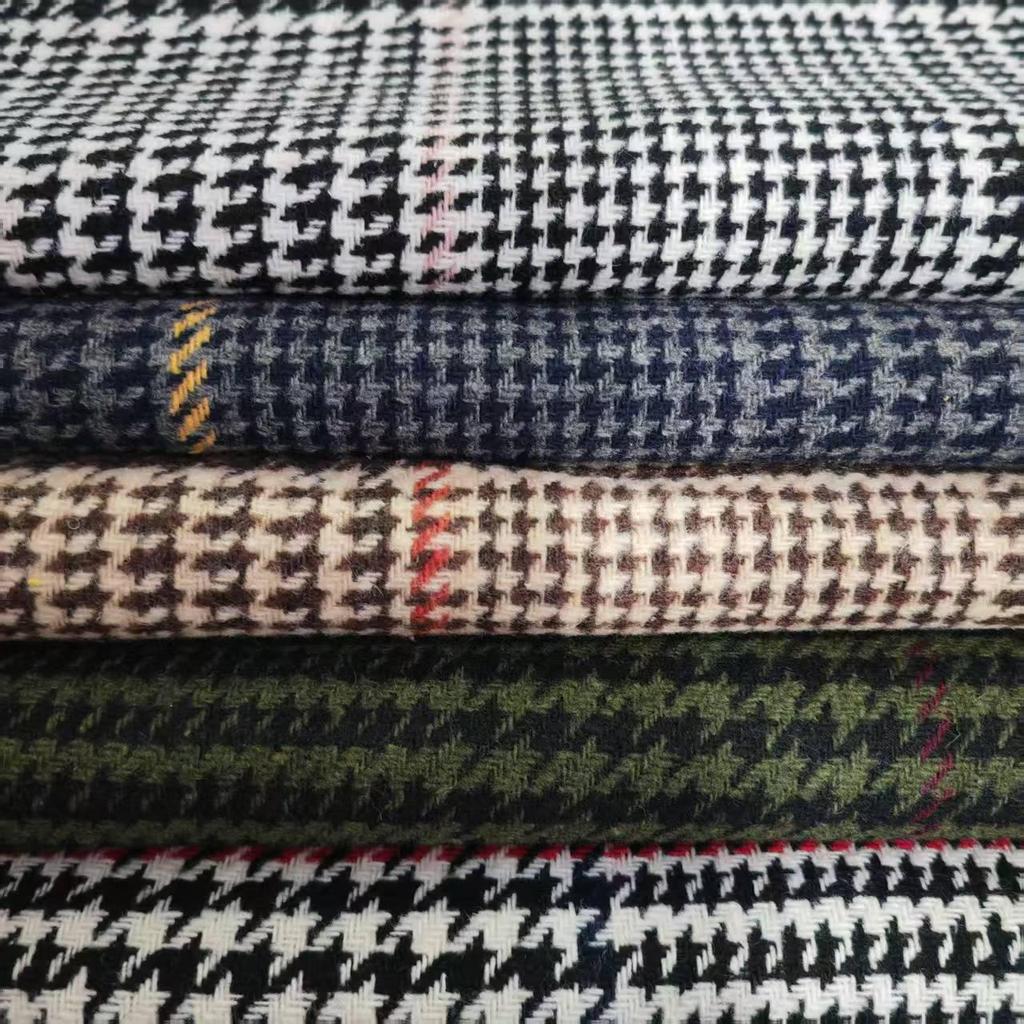 Autumn/Winter Houndstooth Woolen Coat, Suit, Shoes, Hats & Bags in Coarse Wool Plaid Fabric