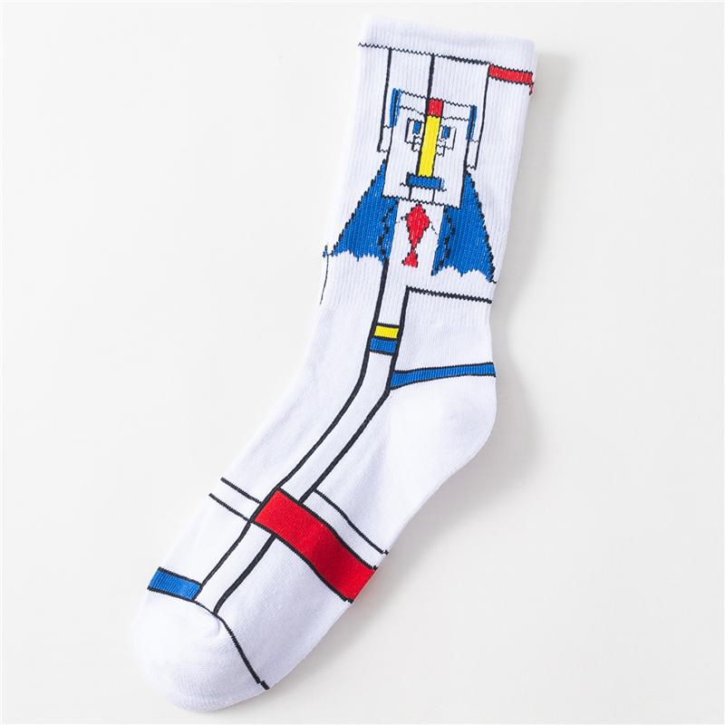 Хлопок гребенной Мультяшное животное Акула Динозавр Монстр Крокодил Зебра Жираф Геометрические Новинка Смешные Унисекс Парные Носки Дропшиппинг