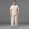 Мужская одежда, спортивный костюм большого размера, летний костюм для мужа, льняная футболка, модный мужской комплект, китайский стиль, большие размеры