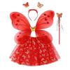 4Pcs/Set Fairy Princess Costume Butterfly Wings Puff Skirt Butterfly Wing Set Tutu Skirt Headband Angel Costume