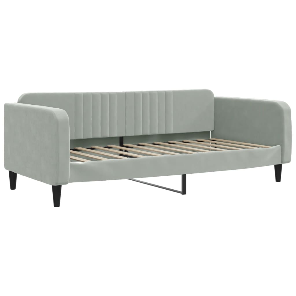Vidaxl Sofa Z Materacem Do Spania, Jasnoszara, 90X200 Cm, Aksamit