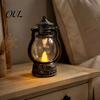 Portable Lantern for Home Decor Vintage Night Light, Flickering LED Candle Lamp Christmas Decorative Plastic Halloween, Flameless Bedside Lamp,