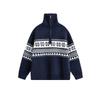 Мужской рождественский кардиган-свитер с жаккардовым узором Fair Isle, с молнией до середины и воротником-стойкой