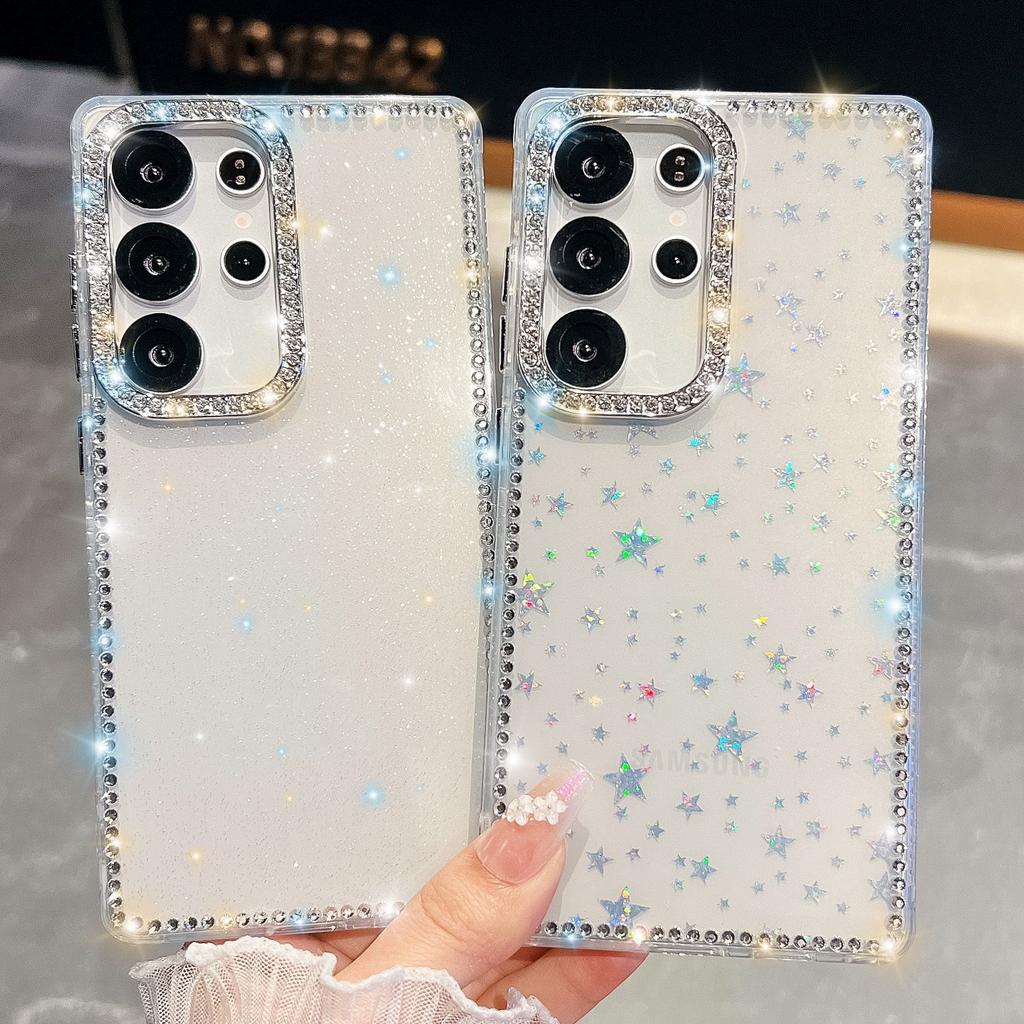 Flash Diamond IMD Technology Suitable for Three S25ultra Mobile Phone Case S24FE Transparent Star A56 New Soft Shell