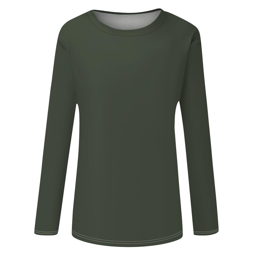 Womens Long Sleeve Round Neck Shirts Basic Tee Casual Top Fall Trendy Tunic Outfits Fitted T Shirts