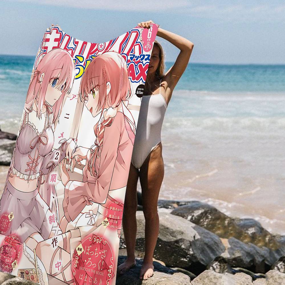 Bocchi the Rock Anime Microfiber Printed Beach Towel Mountain Climbing Yoga Beach Swimming Running Absorbent Soft Towel