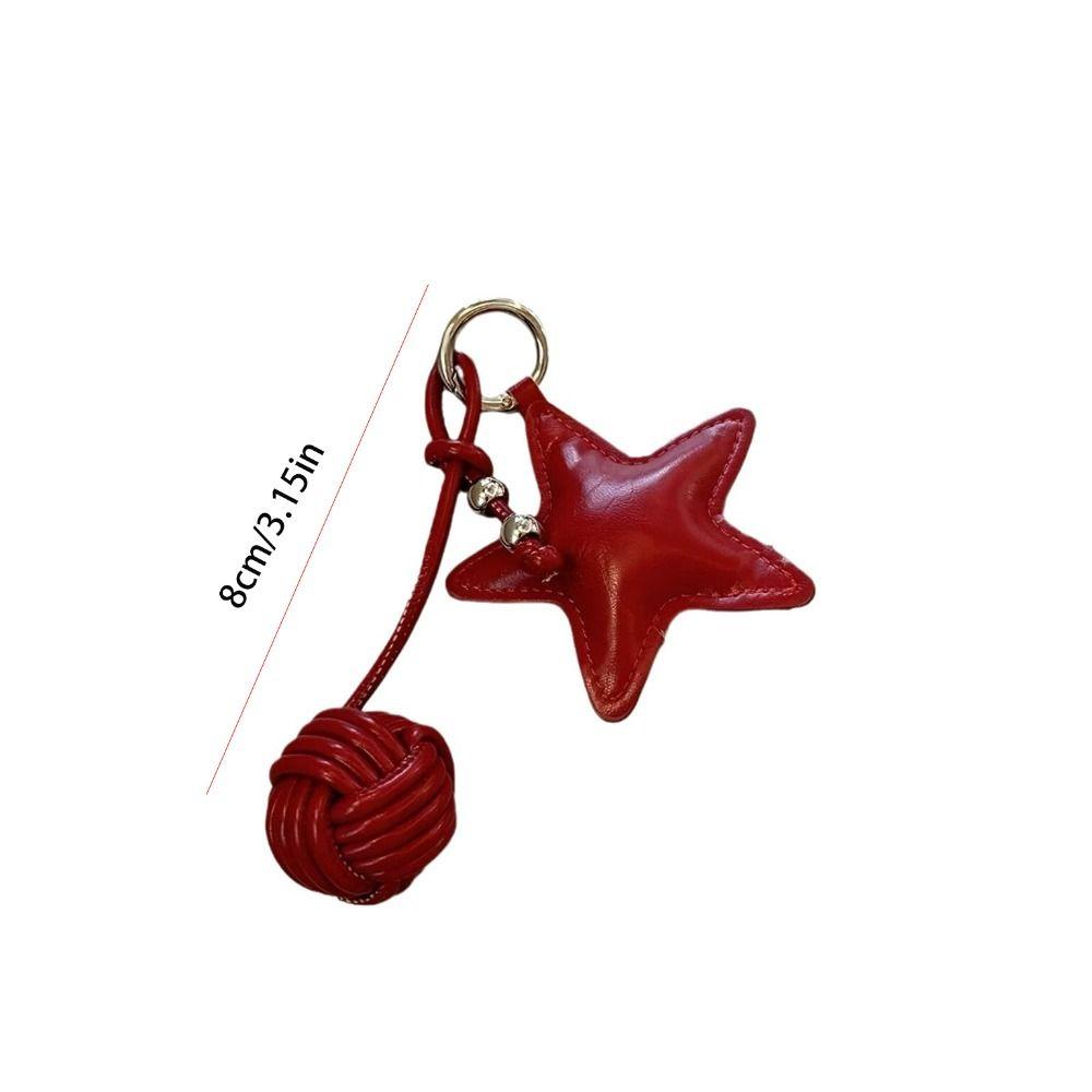 Five-pointed Star Pu Leather Star Keychain Mobile Phone Pendant Weave Key Ring Backpack Decoration