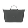 Longchamp Le Pliage Green 45 Модная однотонная сумка-тоут для путешествий на кнопке-молнии без плечевого ремня, холст с кожаной отделкой, большая 1624919P66