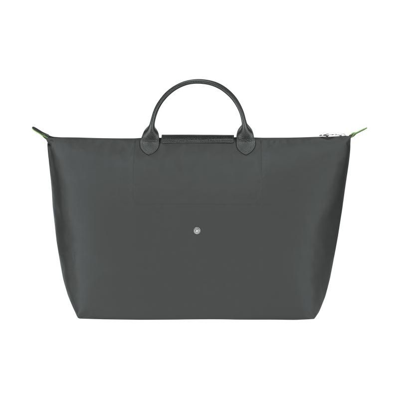 Longchamp Le Pliage Green 45 Модная однотонная сумка-тоут для путешествий на кнопке-молнии без плечевого ремня, холст с кожаной отделкой, большая 1624919P66