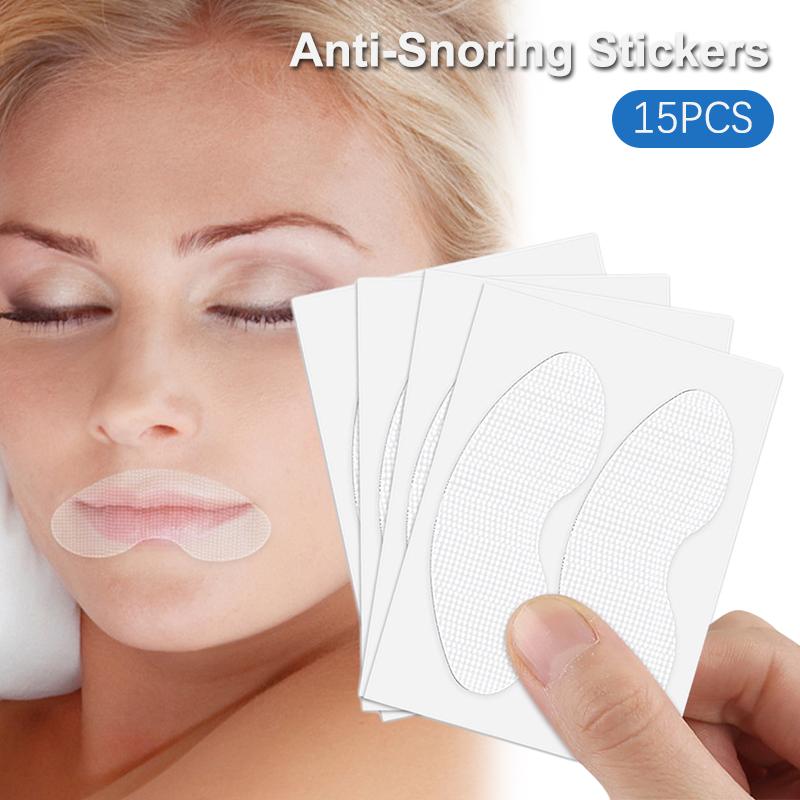 15Pcs Anti-Snoring Stickers For Children Adult Night Sleep Lip Nose Breathing Improving Patch Mouth Correction Sticker Tape