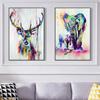 Красочные семейные картины с оленями и слонами на холсте, художественные постеры и принты, скандинавские животные на стенах, художественные картинки для домашнего декора