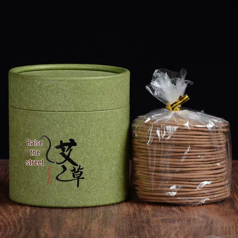Natural Agarwood & Sandalwood 48-Coil Incense for Bedroom Air Purification with Mugwort in Home Use Paper Box