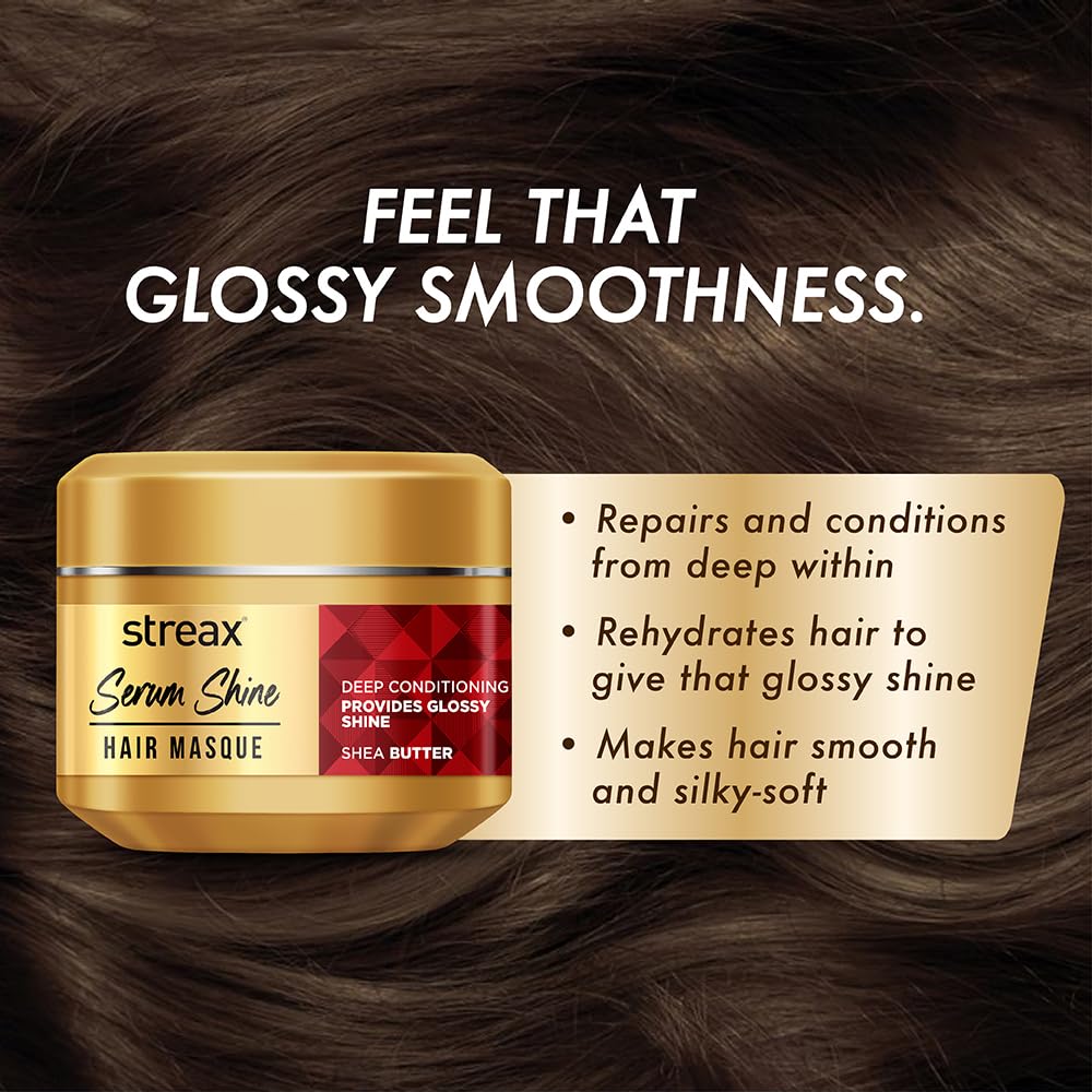 Streax Сыворотка Блеск Маска для волос 200 г Упаковка 1 Средство для глубокого кондиционирования для сухих пушистых поврежденных волос