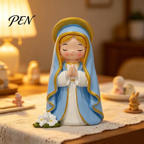 Яркая статуэтка девочки, милые смоляные фигурки, мини-фигурка молящейся, коллекционная, реалистичная скульптура, маленькие украшения для дома, офисного стола, интерьера