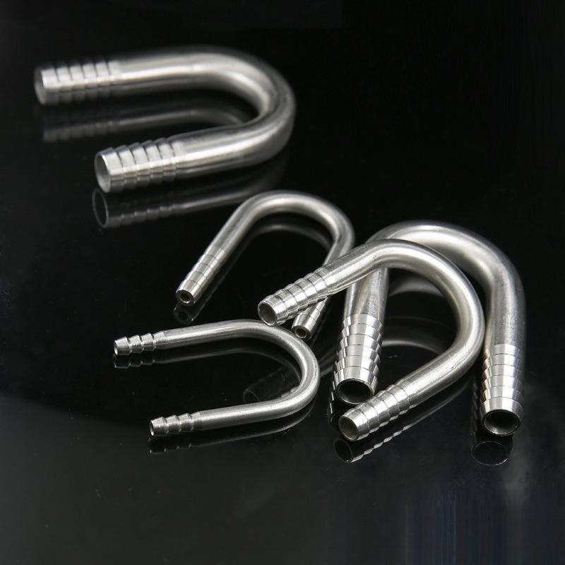 Нержавеющая сталь 304 Пагода Колено 180° Штуцер для шланга для кислородных трубок аквариума (6, 8, 10 мм)