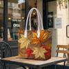 Autumn Maple Leaves Print Portable Tote Bag Daily Use Casual Handbag for Women