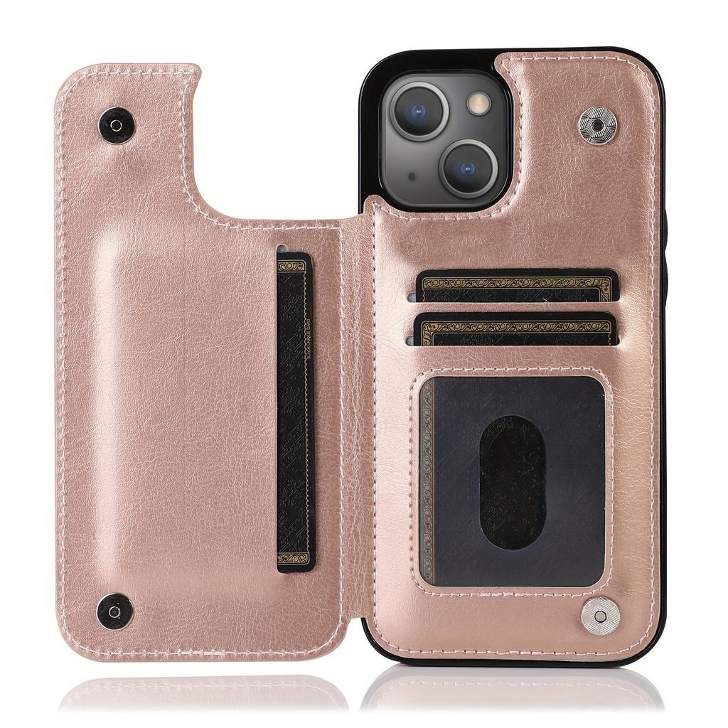 Чехол для телефона-кошелька с держателем для карт, чехол с подставкой для карт из искусственной кожи, двойной магнитной застежкой и прочным противоударным чехлом, для IPhone