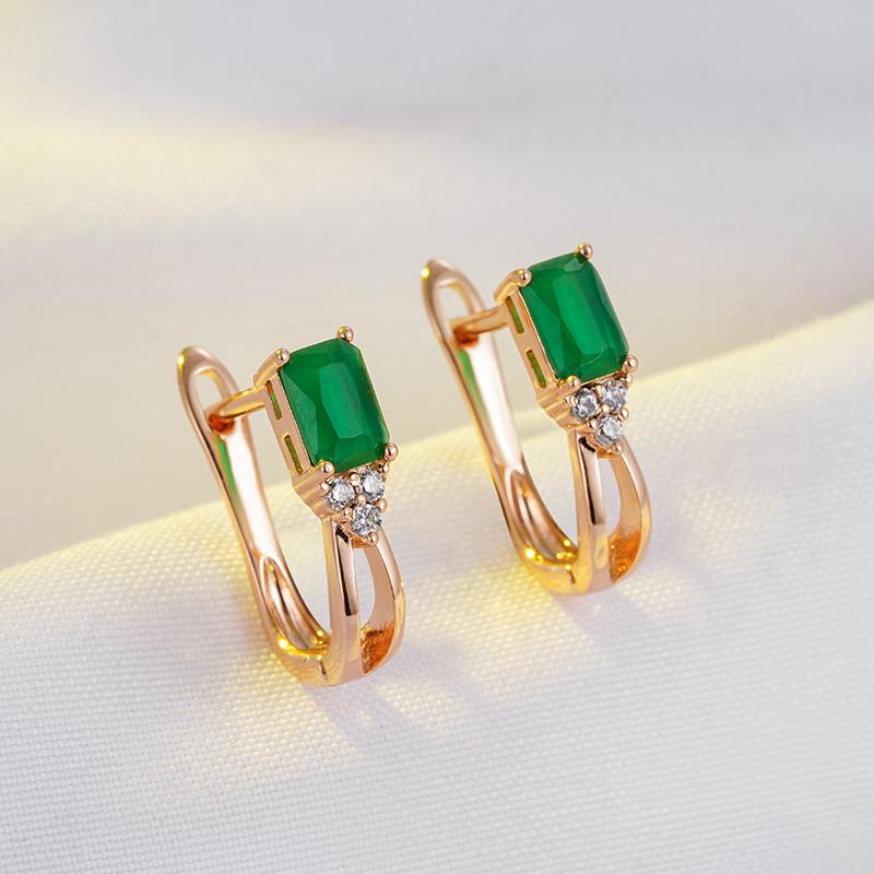 Квадратные изумрудно-зеленые женские серьги с цирконом золотого цвета, изысканные французские украшения