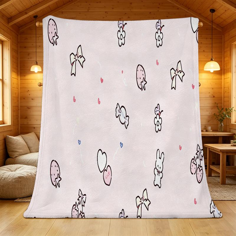 Lightweight Soft Cartoon Flannel Throw Blanket – Warm Cozy Blanket for Home, Bay Window Decor, Christmas & Halloween