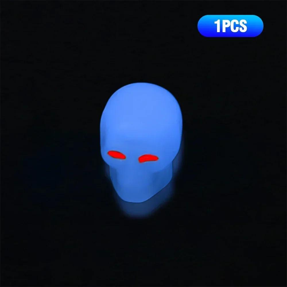 4pcs Luminous skull Automobile tyre luminous valve cap automobile electric vehicle motorcycle valve cover luminous valve Caps