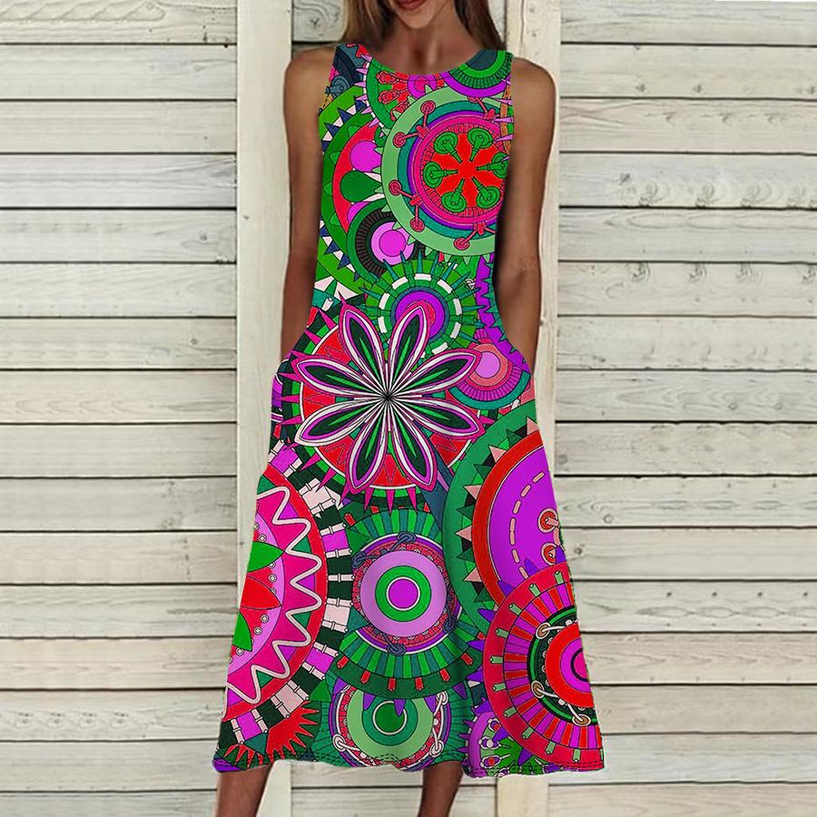 Летнее модное сексуальное платье без рукавов, мягкое повседневное платье с 3D принтом в стиле ретро, ​​платье на бретельках без рукавов, летнее платье на подтяжках