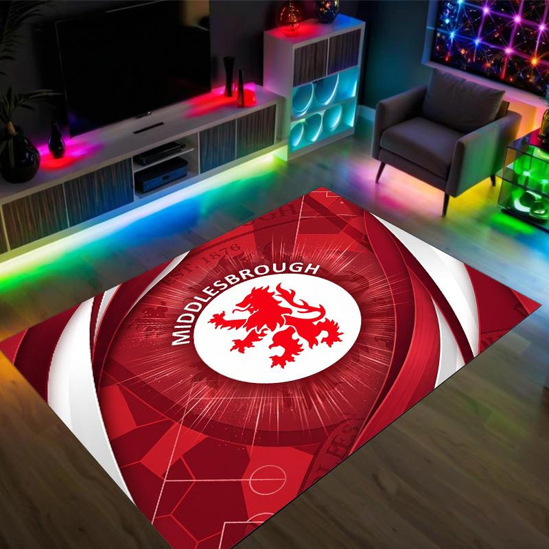 Middlesbrough Football Design Crystal Velvet Carpet Cozy Non?Slip Printed Rug For Bedroom Living Room Entrance