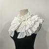 Victorian Detachable Layered Ruffle False Collar for Women Lolita Renaissance Dress Vintage White Shawl Cape Neckwear Decoration