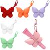 Silicone Butterfly Shaped Lip Balm Holder Keychain Waterproof Portable Key Chain for Women Daily Use Gift Assorted Vibrant Colors