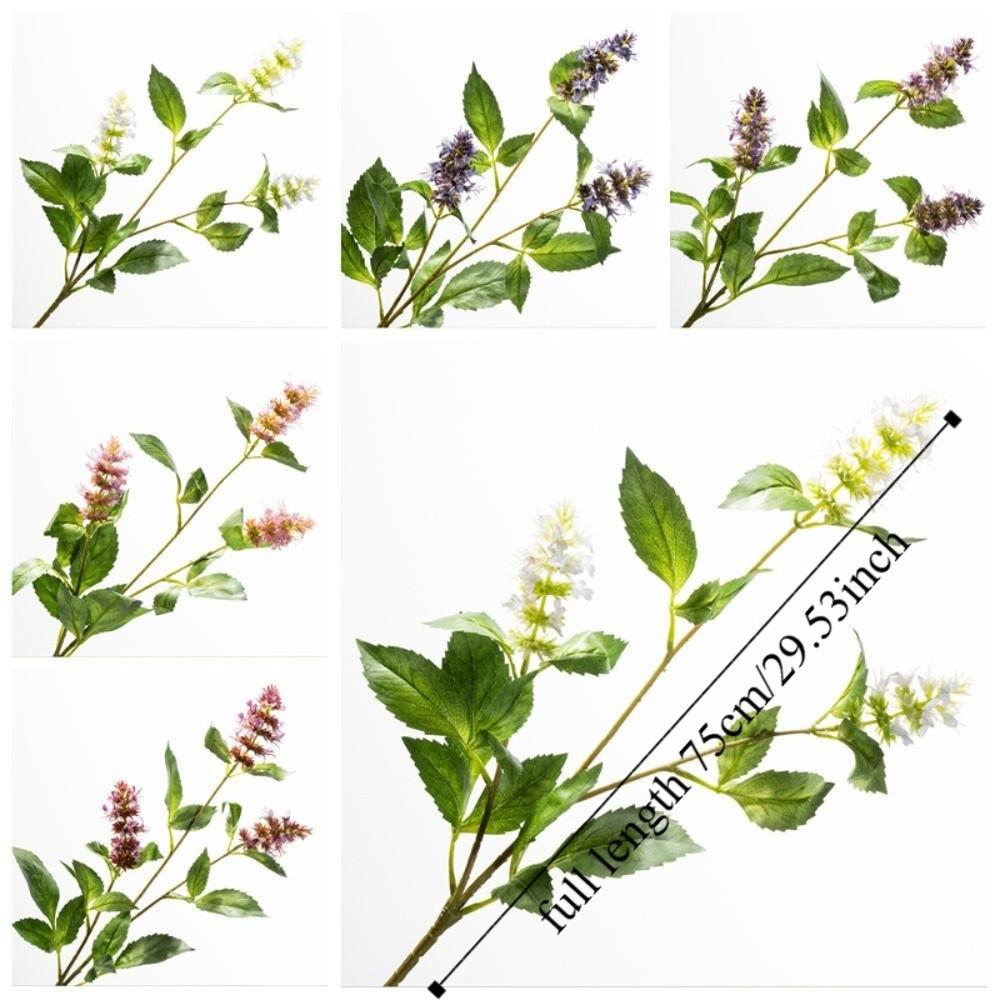 Tall Stem Artificial Pogostemon Stem 3 Head Pogostemon Cablin Fake Patchouli Branch Holiday Party