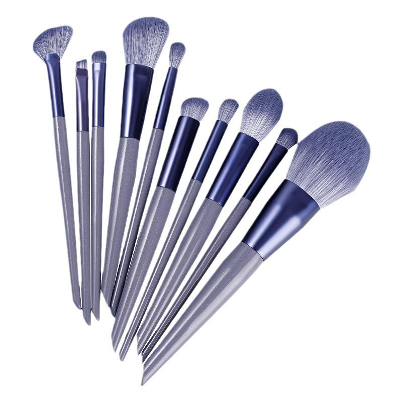 Набор кистей для макияжа Cangzhou «Фиолетовый кролик», 10 штук: Кисти для пудры, консилера, хайлайтера, подводки и теней