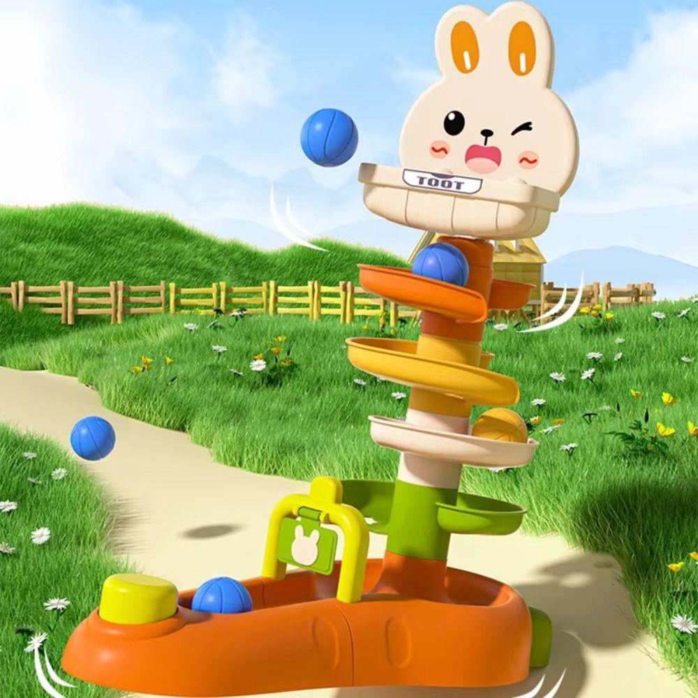 Rotating Design Rabbit Rail Car Ball Toys Press Mechanism Track Turn Around Toy  Toddler Activities