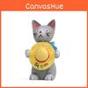 Resin Standing Cat Holding Straw Hat Ornament For Home Decor And Photography Props