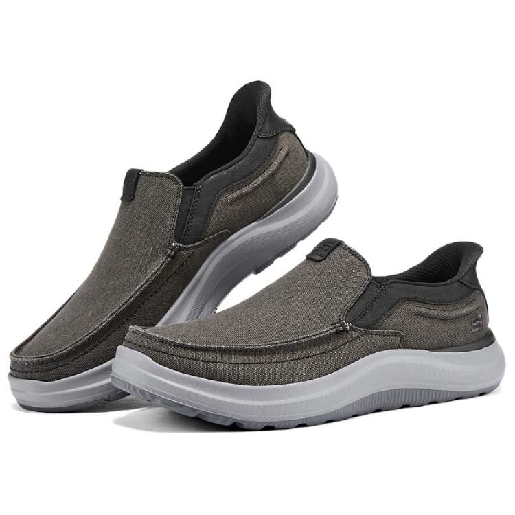 Skechers Модные Личностные Трендовые Универсальные Низкие Ходячие Кроссовки Мужские кроссовки Черный Серый 205604-BLK