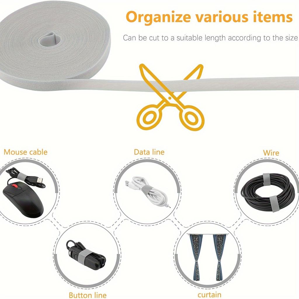 1 рулон 196,85-дюймовых сверхдлинных многоразовых стяжек для кабелей - многоцелевой органайзер для компьютерных, телевизионных и дата-кабелей, простое управление проводами