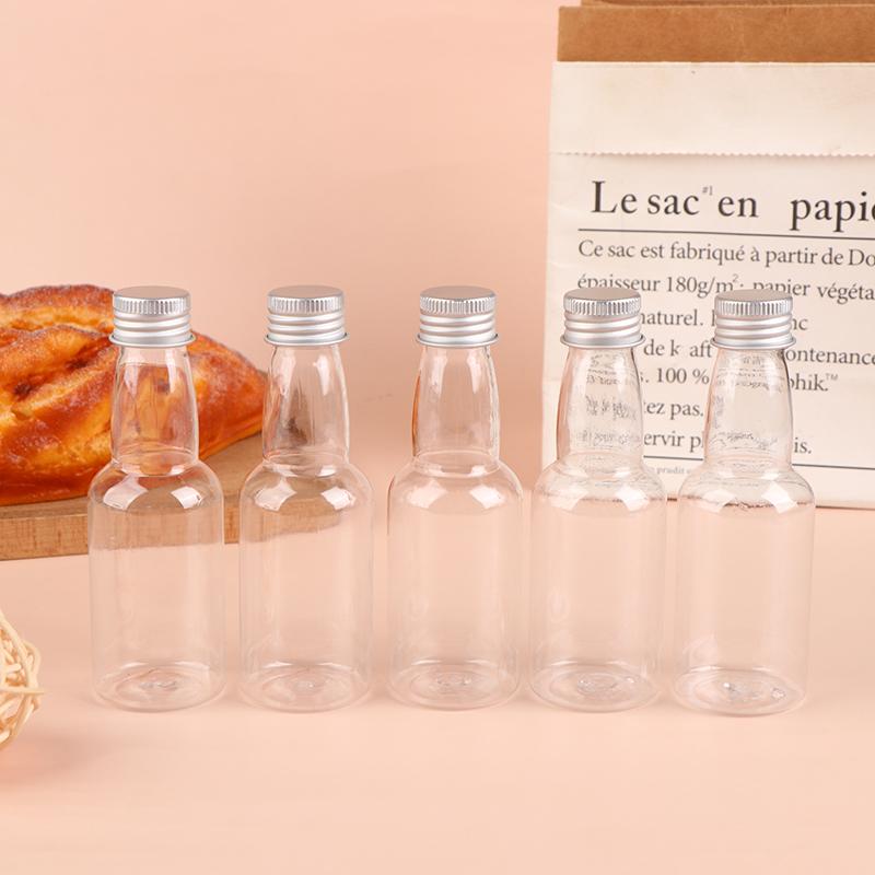 5 шт., 60 мл, набор мини-бутылок для спиртных напитков, пластиковые бутылки для спиртных напитков, серебряные/золотые колпачки, бутылки для алкоголя, контейнеры для молока, бутылка для вина